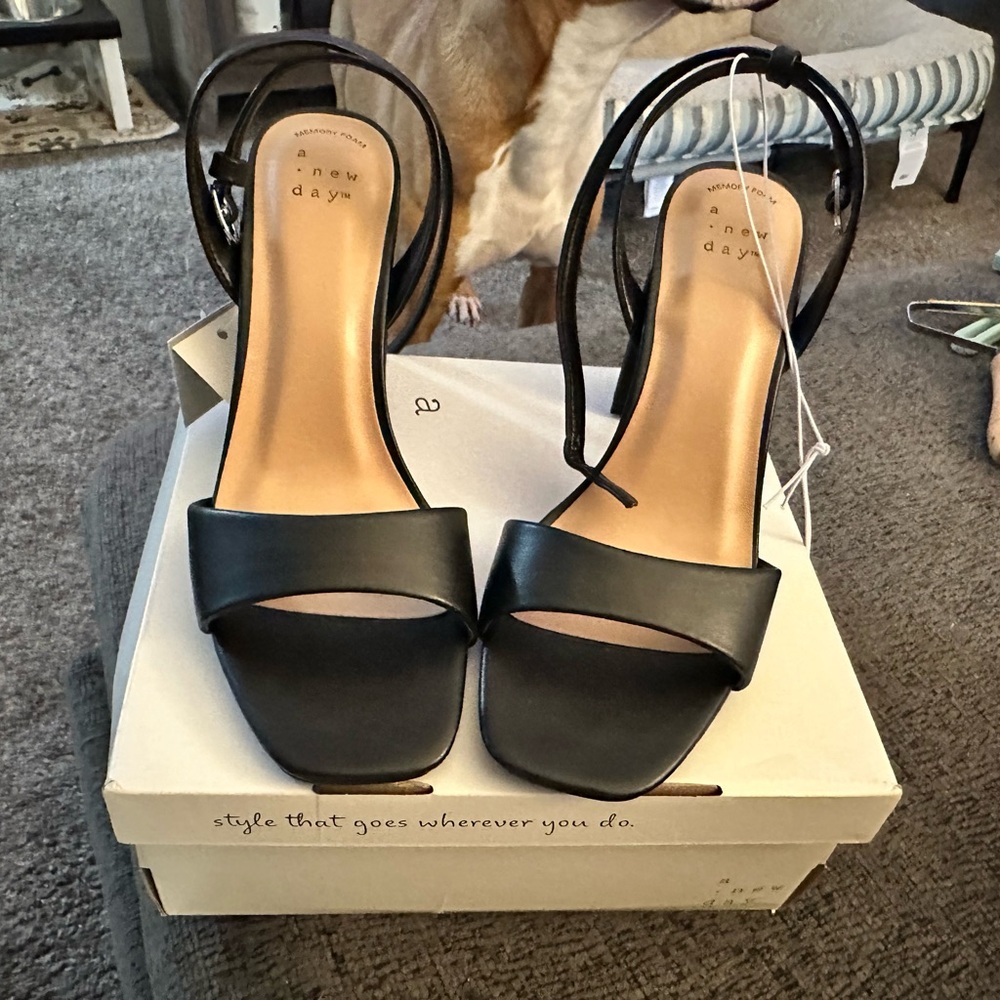 A New Day Black Slingback Sandals with Adjustable Strap